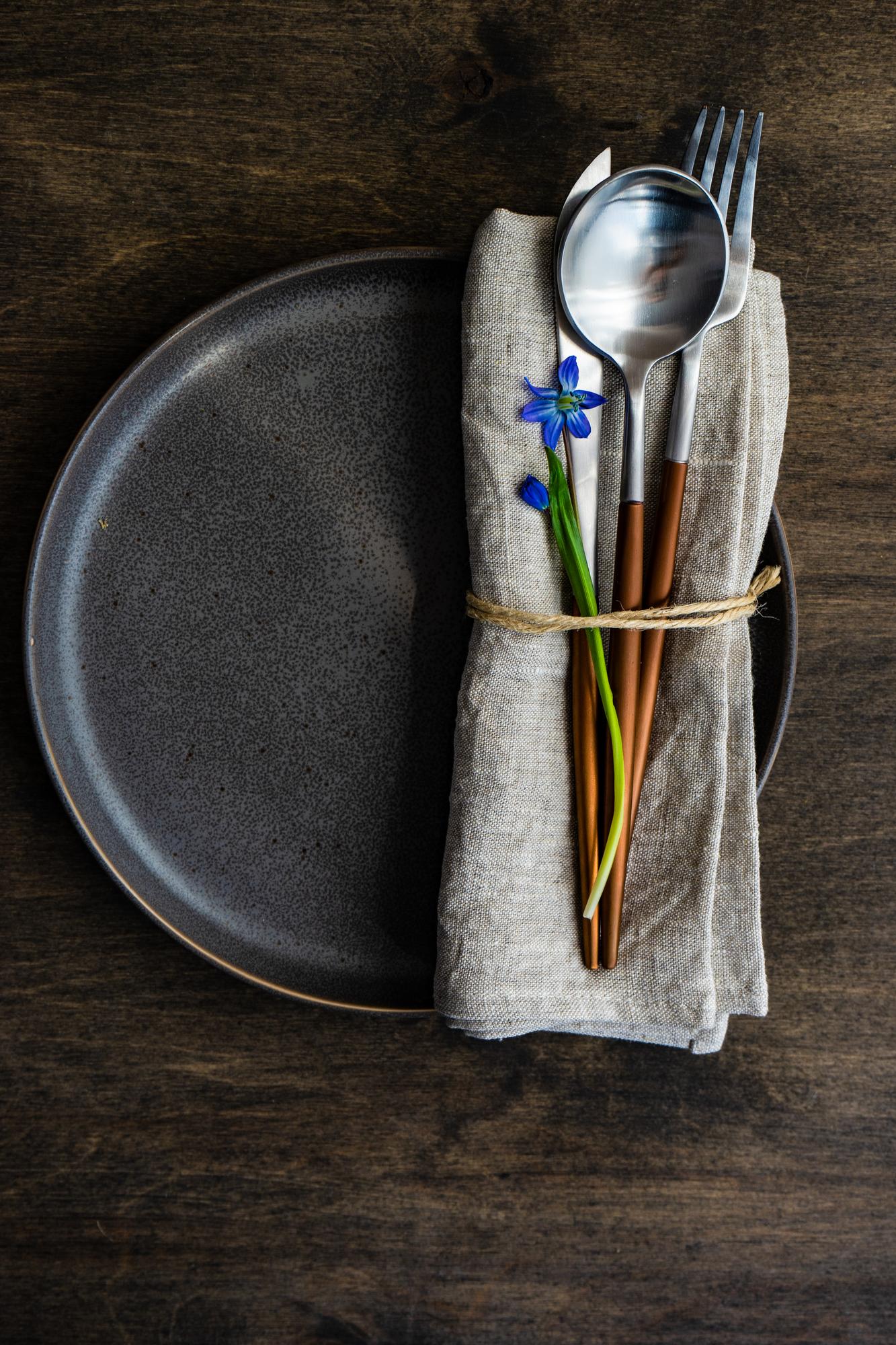 Sample plated menu arranged on table